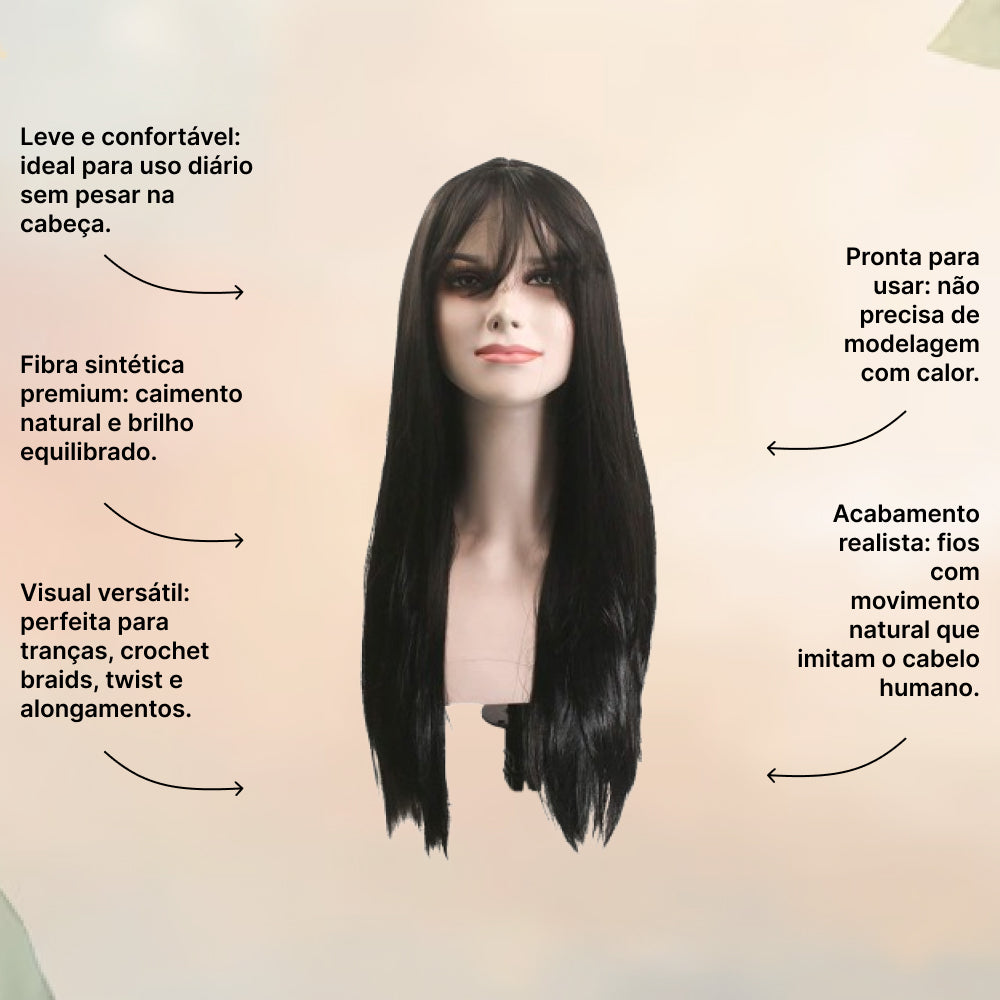 Peluca sintética larga y recta de Angélica