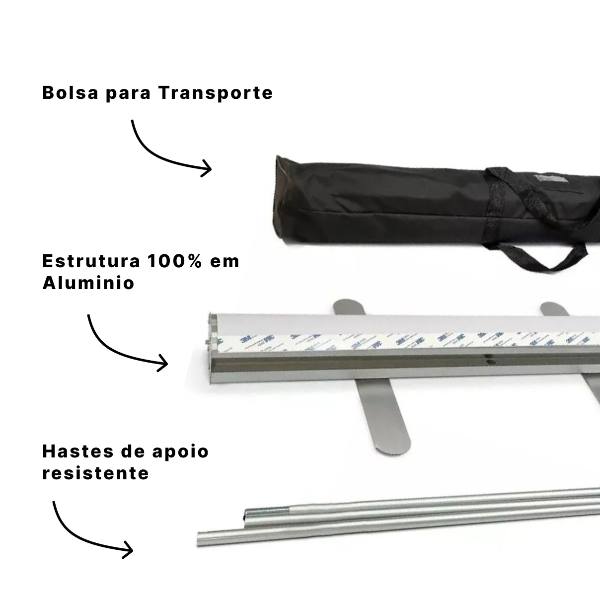 Porta Banner Retrátil com bolsa 80 x 200cm suporte Roll Up