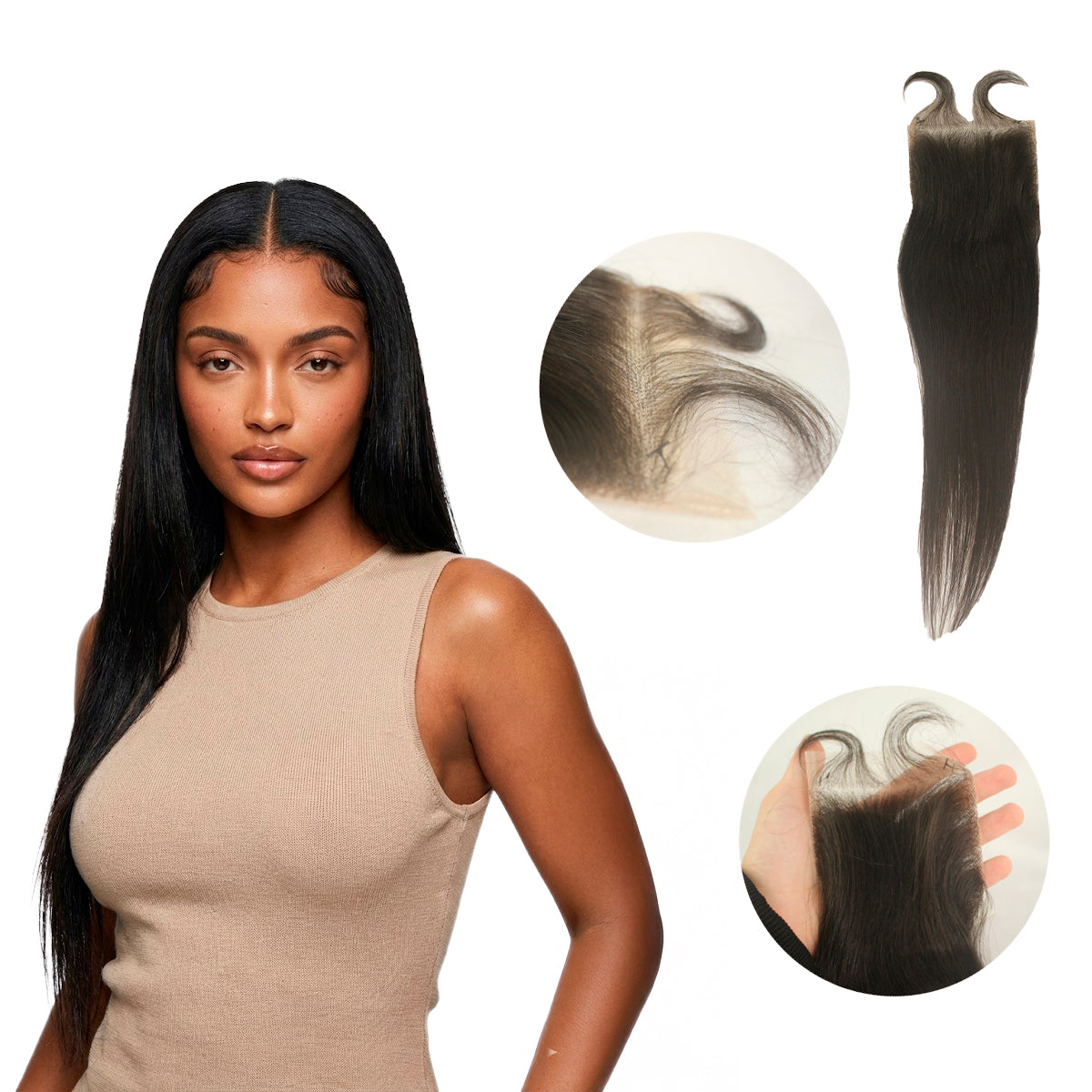 Aplique Frontal Lace Topo 4x4 Cabelo Humano Liso 30cm Castanho Escuro