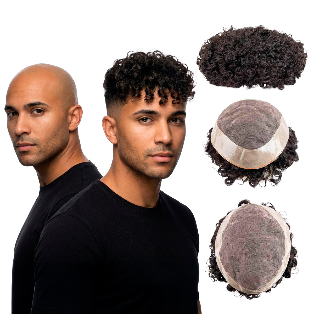 PROTESE CAPILAR HIBRIDA CACHEADA DM - MICROPELE + TELA LACE (20X25)