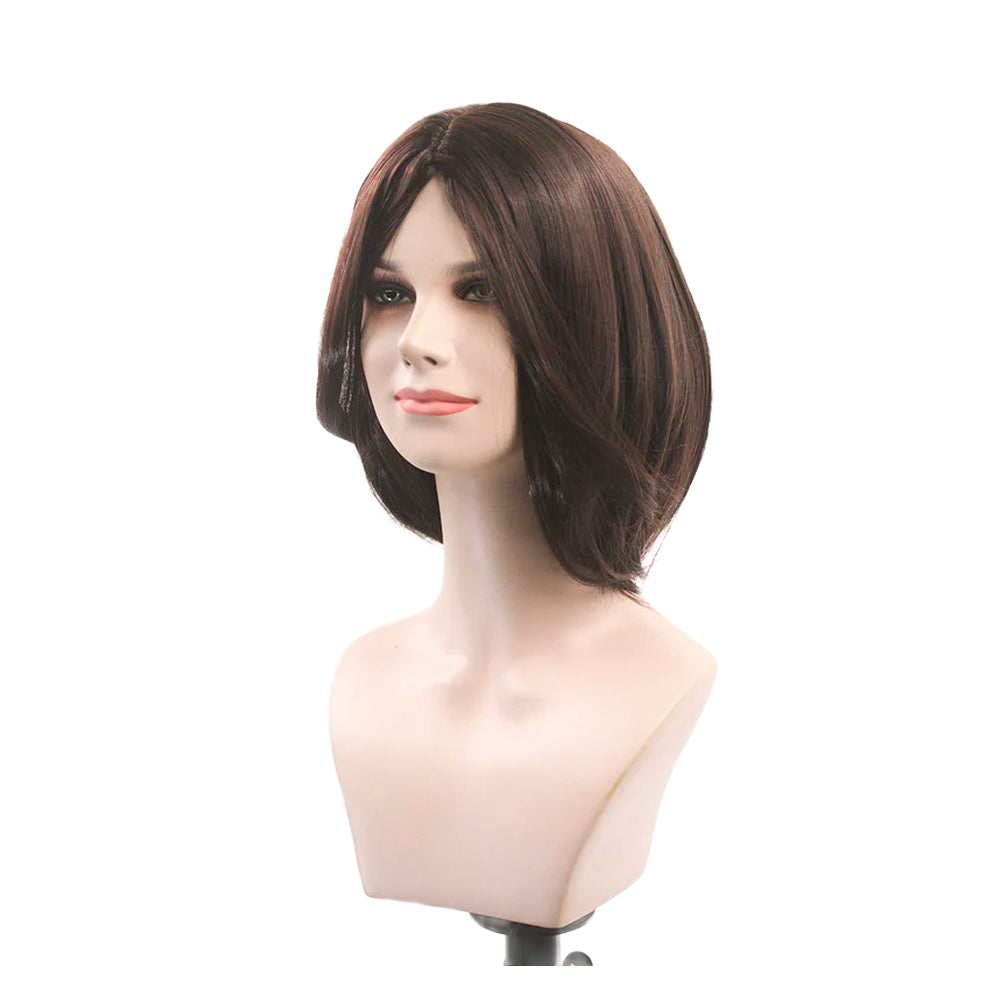 Peluca sintética corta y recta de color rosa