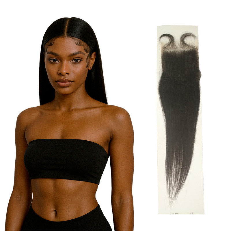 Aplique Frontal Lace Topo 4x4 Cabelo Humano Liso 30cm Castanho Escuro