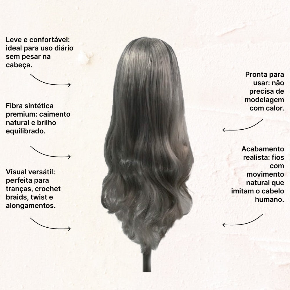 Lady Long Synthetic Wig with Silver Highlights #2/0906