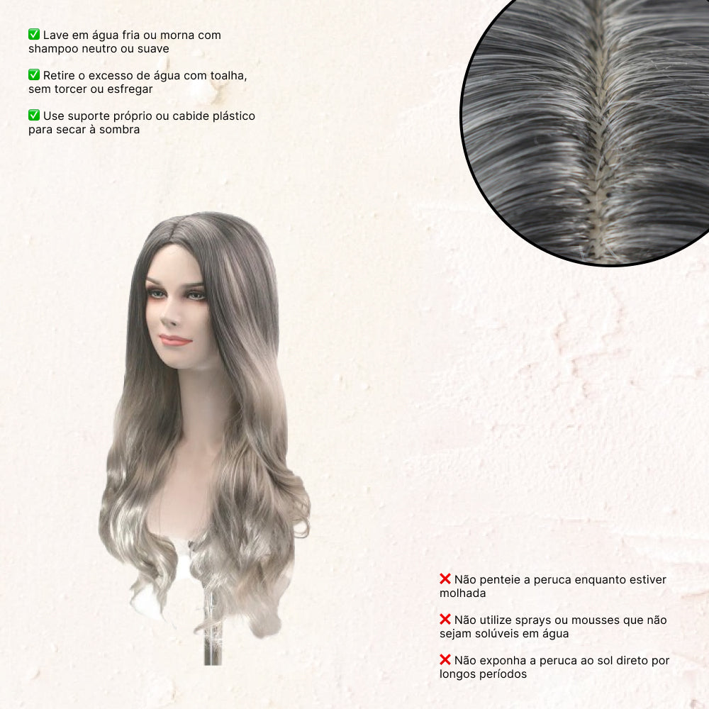 Lady Long Synthetic Wig with Silver Highlights #2/0906